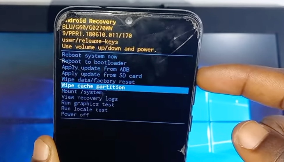 BLU phone in Android recovery mode