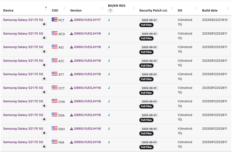 Find the correct binary version in a firmware filename on SamFW