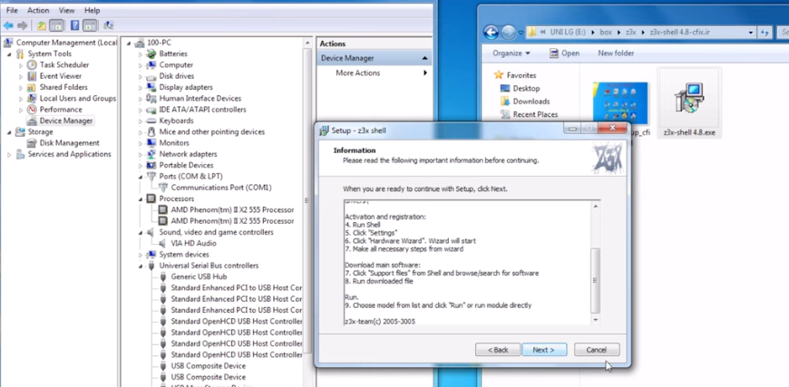 Install Z3X Shell and Your Samsung Tool